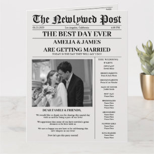 Newspaper Timeline Program wedding invitation