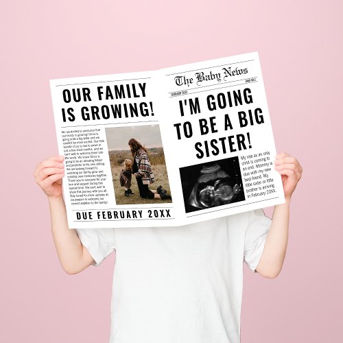 Newspaper Unique Big Sister Pregnancy Announcement