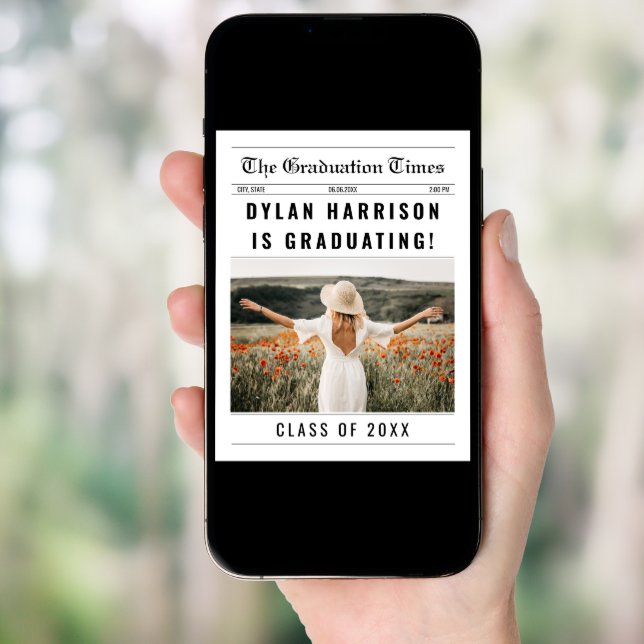 Newspaper Unique Class Of 2025 Graduation Invitation (Front Digital)