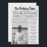 Newspaper Unique Fun 60th Birthday Photo Party  Invitation<br><div class="desc">Newspaper Unique Fun 60th Birthday Custom Photo Party Invitation... Newspaper Unique Fun Photo 60th Birthday Party Invitation.. Turning 60th has never been this chic! Make your milestone birthday an unforgettable one with our Newspaper Unique Fun 60th Birthday Photo Party Invitation Celebrate your 60th birthday in style! Make your celebration even...</div>