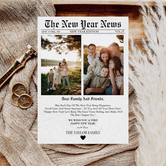 Newspaper Unique Fun Photo 2025 New Year Card (Creator Uploaded)