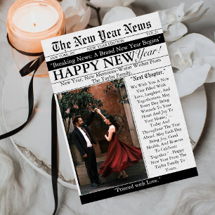 Newspaper Unique Fun Photo 2027 Happy New Year Holiday Card