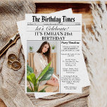 Newspaper Unique Fun Photo 21st Birthday Party Invitation<br><div class="desc">Newspaper Unique Fun Photo 21st Birthday Party Invitation Celebrate your 21st birthday in style! Make your celebration even more unique with our custom Newspaper themed invites. Cheers to 21 years! 🥂 Make your birthday the talk of the town with our Newspaper themed invites. Customize it with your photo and let...</div>