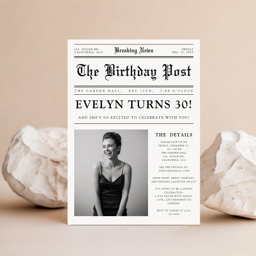 Newspaper Unique Fun Photo 30th Birthday Party