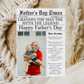 Newspaper Unique Fun Photo Father's Day Grandpa  Card