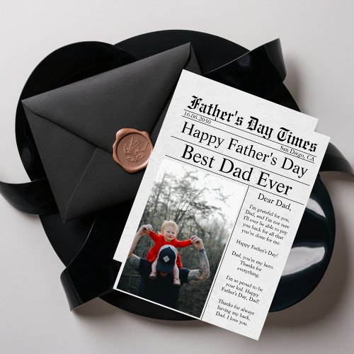 Newspaper Unique Fun Photo Happy Fathers Day  Card