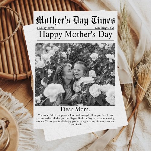 Newspaper Unique Fun Photo Happy Mothers Day Card