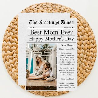 Newspaper Unique Fun Photo Happy Mother's Day Card