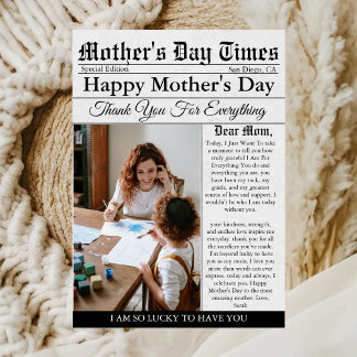 Newspaper Unique Fun Photo Happy Mother's Day Card