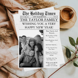 Newspaper Unique Fun Photo Happy New Year 2025 Holiday Card