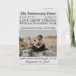 Newspaper Unique Fun Photo Wedding Anniversary Card