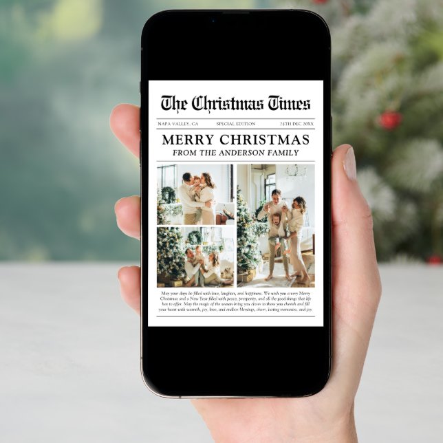 Newspaper Unique Fun What A Year Photo Christmas Holiday Card (Front Digital)