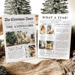 Newspaper Unique Fun What A Year Photo Christmas Holiday Card<br><div class="desc">Celebrate the highlights of your year with our unique "What A Year" Christmas photo holiday card. Designed in a modern newspaper style, this card offers a creative way to share your favorite memories and milestones. With customizable sections for photos and captions, it’s perfect for showcasing everything that made this year...</div>