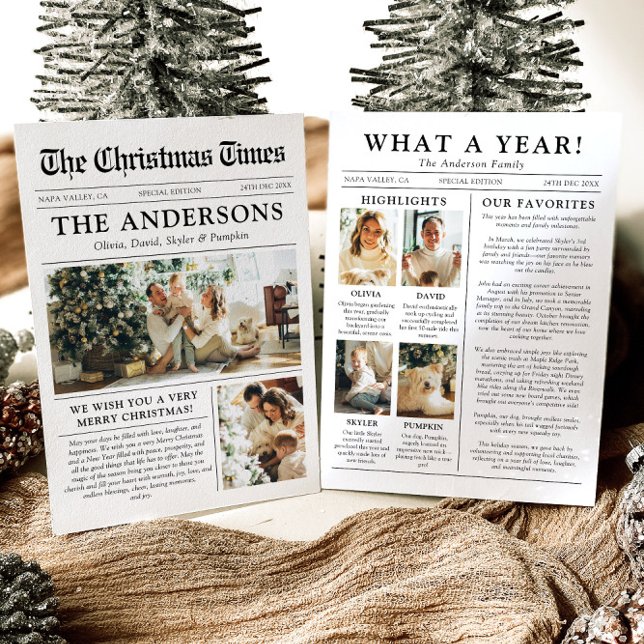 Newspaper Unique Fun What A Year Photo Christmas Holiday Card (Creator Uploaded)