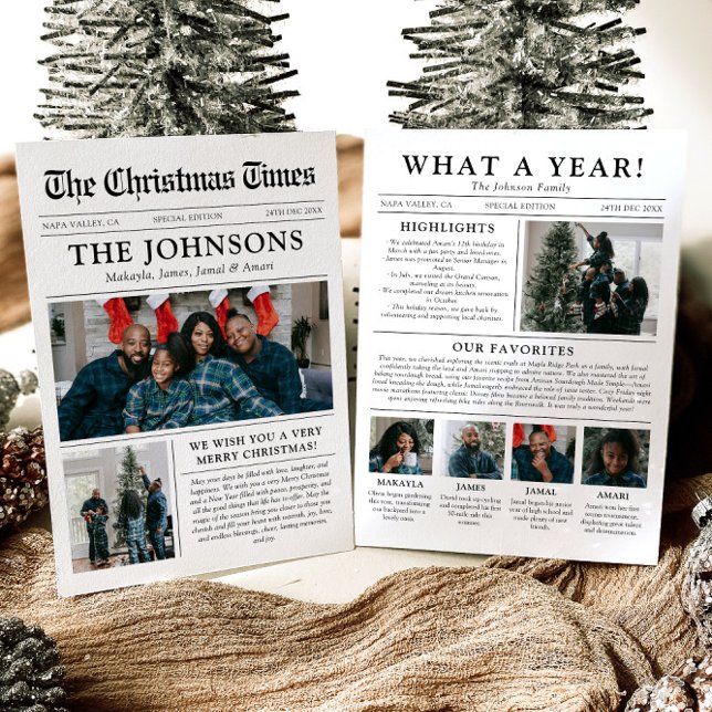 Newspaper Unique Fun What A Year Photo Christmas Holiday Card (Creator Uploaded)