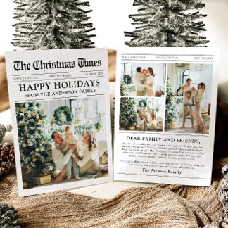 Newspaper Unique Fun What A Year Photo Christmas Holiday Card