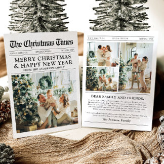 Newspaper Unique Fun What A Year Photo Christmas Holiday Card