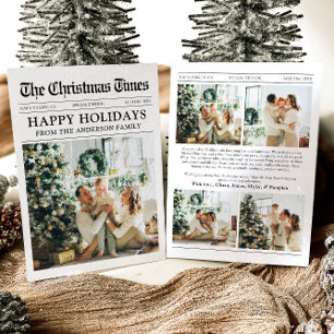 Newspaper Unique Fun What A Year Photo Christmas Holiday Card