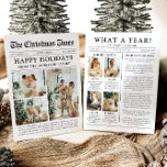 Newspaper Unique Fun What A Year Photo Christmas Holiday Card<br><div class="desc">Celebrate the highlights of your year with our unique "What A Year" Christmas photo holiday card. Designed in a modern newspaper style, this card offers a creative way to share your favorite memories and milestones. With customizable sections for photos and captions, it’s perfect for showcasing everything that made this year...</div>