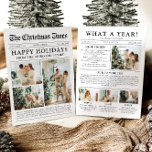 Newspaper Unique Fun What A Year Photo Christmas Holiday Card<br><div class="desc">Celebrate the highlights of your year with our unique "What A Year" Christmas photo holiday card. Designed in a modern newspaper style, this card offers a creative way to share your favorite memories and milestones. With customizable sections for photos and captions, it’s perfect for showcasing everything that made this year...</div>