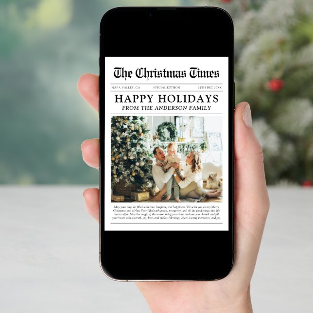 Newspaper Unique Fun What A Year Photo Christmas Holiday Card (Front Digital)