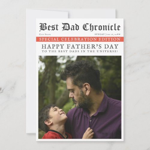 Newspaper Unique Photo Happy Fathers Day Party Invitation