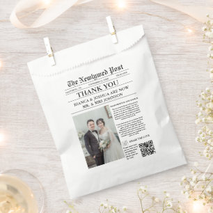 Newspaper Unique Photo Wedding Thank You Favor Bag
