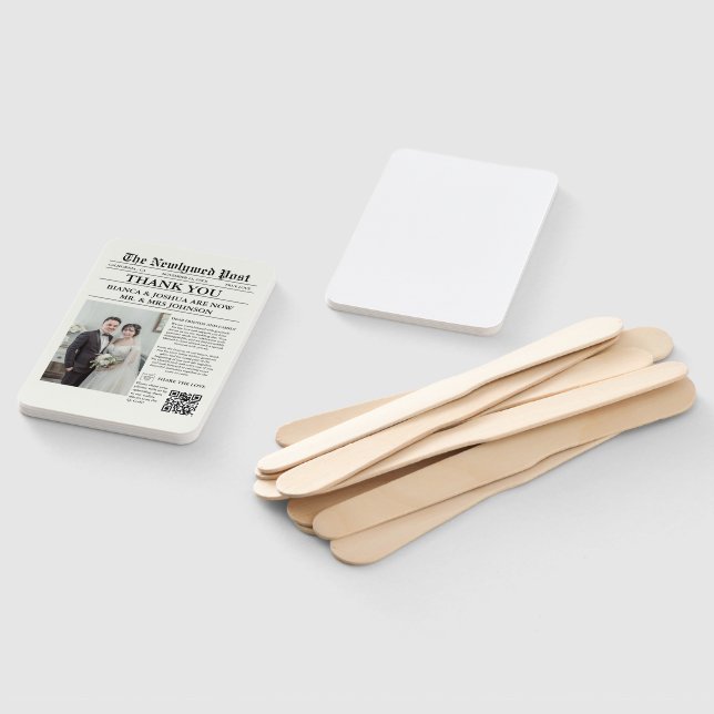 Newspaper Unique Photo Wedding Thank You  Hand Fan (Non-assembled)