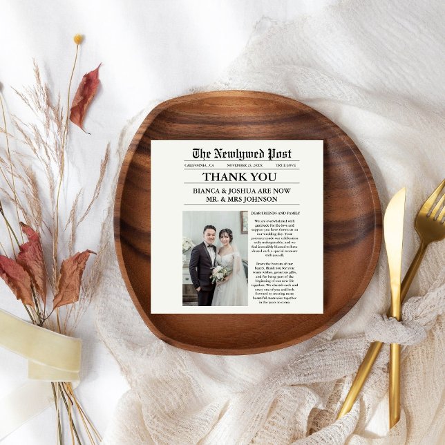 Newspaper Unique Photo Wedding Thank You  Napkins (Creator Uploaded)