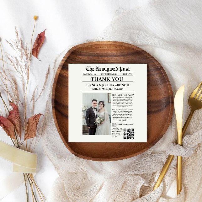 Newspaper Unique Photo Wedding Thank You  Napkins (Creator Uploaded)