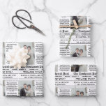 Newspaper Unique Photo Wedding Thank You  Wrapping Paper Sheets<br><div class="desc">Celebrate your special day with a unique and memorable Wedding Newspaper! This personalized publication captures the essence of your love story,  featuring charming articles,  fun facts,  and heartwarming messages. Each edition includes:</div>
