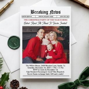 Newspaper Vintage Christmas Party Invitation
