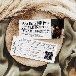 Newspaper VIP PassTicket 30th Birthday Invitation Raffle Tickets