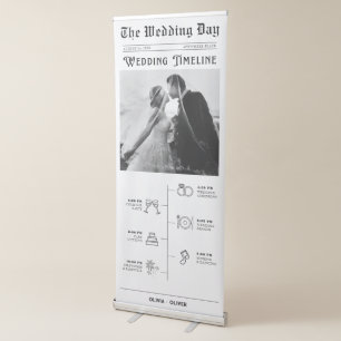 Newspaper wedding order of events welcome sign