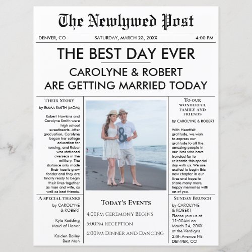 Newspaper Wedding Program