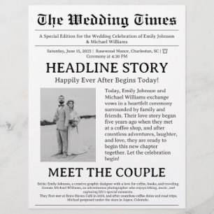 Newspaper Wedding Program Flyer