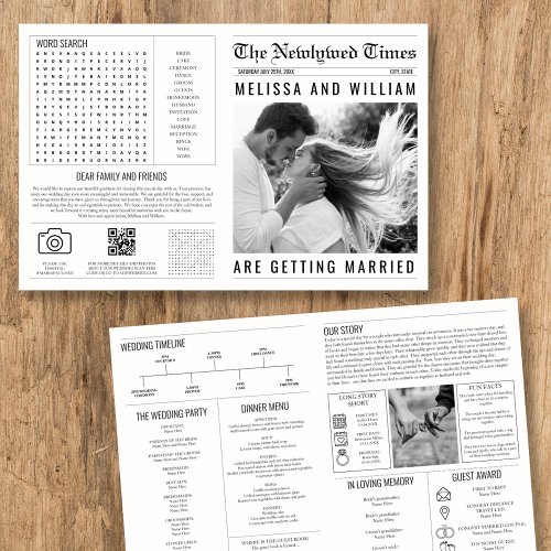 Newspaper Wedding Program Infographic Timeline