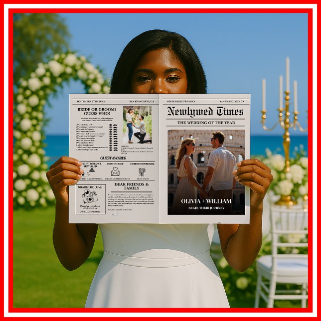 Newspaper Wedding Program Modern Wedding Timeline  (Creator Uploaded)
