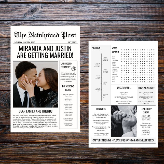Newspaper Wedding Program Photo Timeline Flyer (Newspaper Wedding Program Photo Timeline Flyer)