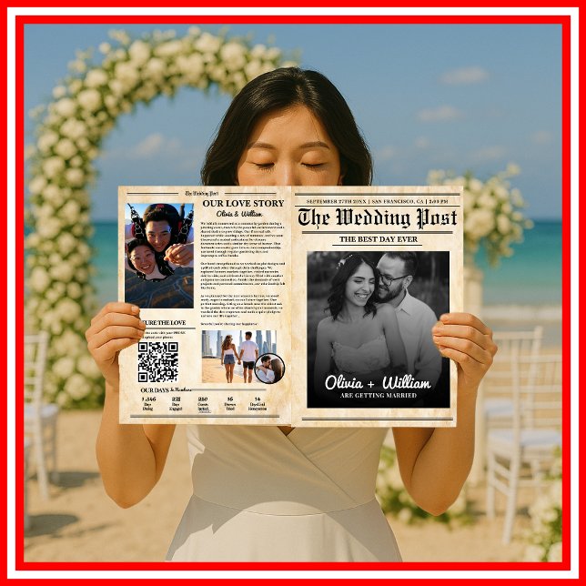 Newspaper Wedding Program Rustic Wedding Timeline (Creator Uploaded)