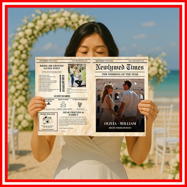 Newspaper Wedding Program Rustic Wedding Timeline  (Creator Uploaded)