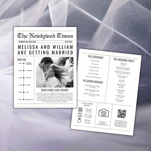 Newspaper Wedding Program Timeline Ceremony Flyer