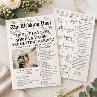 Newspaper Wedding Program Timeline Fan Flyer