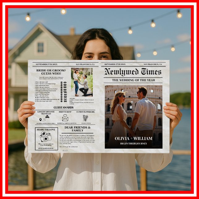 Newspaper Wedding Program Vintage Unique Timeline  (Creator Uploaded)