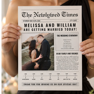 Newspaper Wedding Program Word Search Timeline Flyer