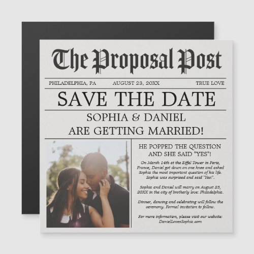 Newspaper Wedding Save The Date Magnets