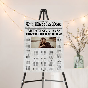 Newspaper Wedding Seating Chart Photo Welcome Sign