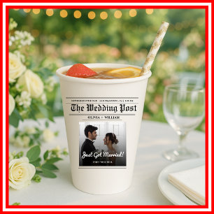 Newspaper Wedding Table Number Modern PHOTO Paper Cups