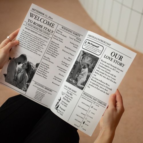 Newspaper Wedding Timeline  Program Infographic