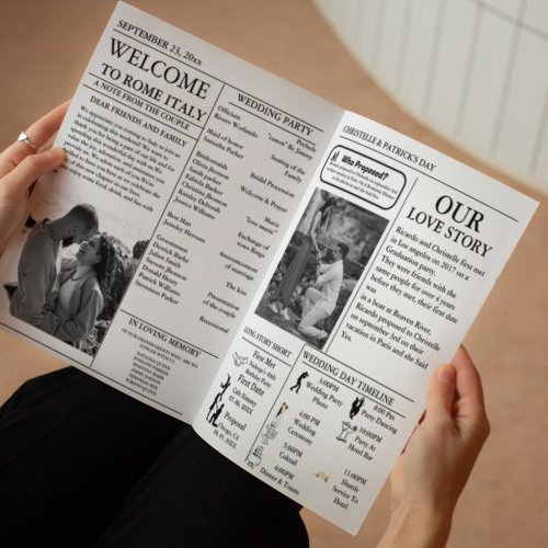 Newspaper Wedding Timeline  Program Infographic